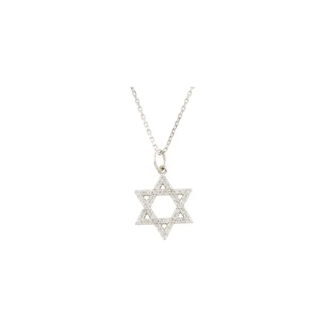 White GoldDiamond Star of David Pendant