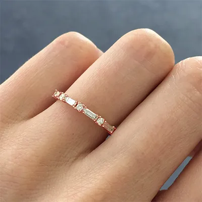 Rose Gold Baguette Cut Diamond Wedding Band jewelry windy city