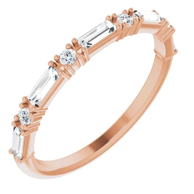 Rose Gold Baguette Cut Diamond Wedding Band jewelry Wabash avenue