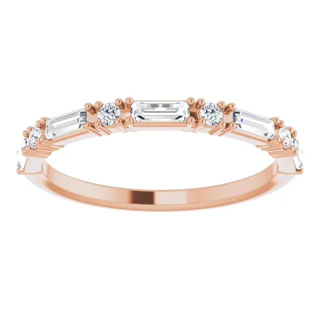 Rose Gold Baguette Cut Diamond Wedding Band