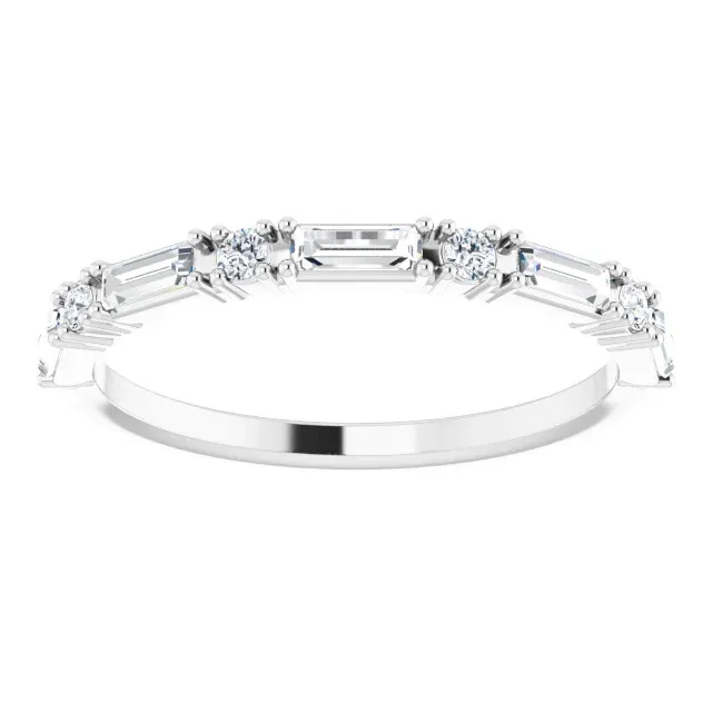 White Gold Baguette Cut Diamond Wedding Band