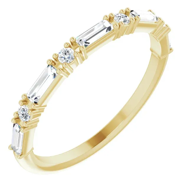 Yellow Gold Baguette Cut Diamond Wedding Band jewelry Wabash avenue
