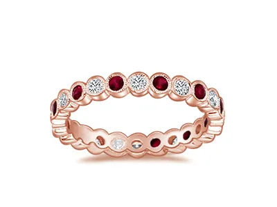 Rose Gold Diamond And Ruby Eternity Wedding Band