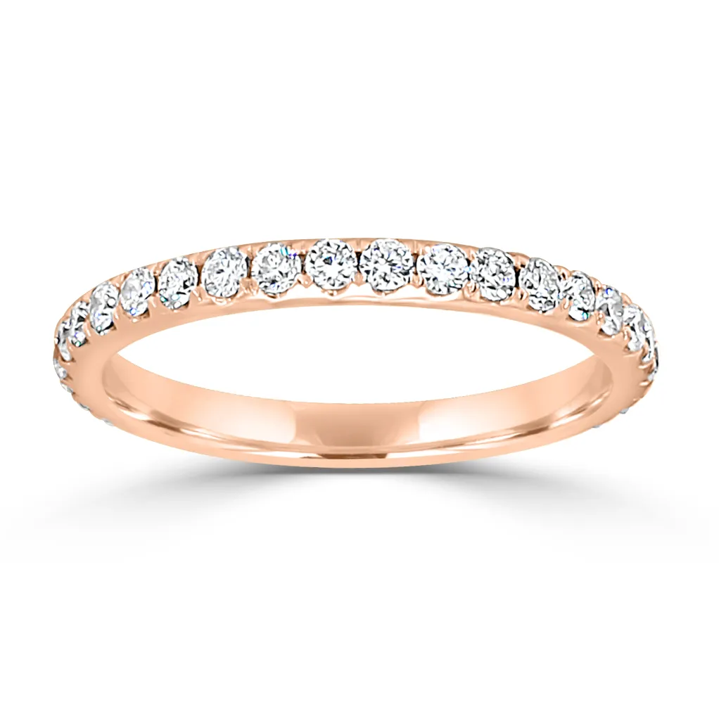 Rose Gold Dazzling French Pave Diamond Band For Women