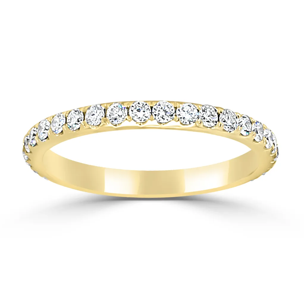 Yellow Gold Dazzling French Pave Diamond Band For Women