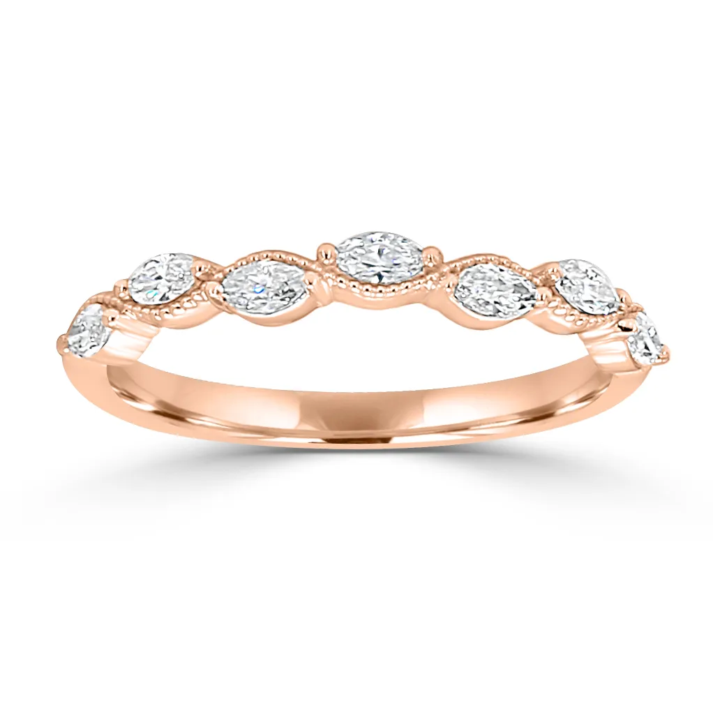 Rose Gold Marquise Diamond Wedding Ring For Women