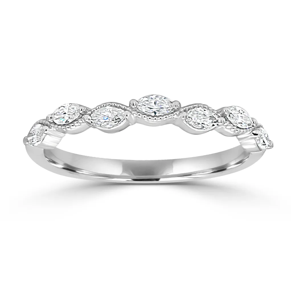 Platinum Marquise Diamond Wedding Ring For Women