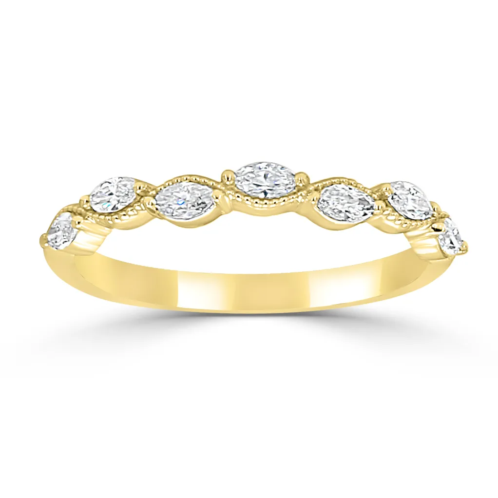 Yellow Gold Marquise Diamond Wedding Ring For Women