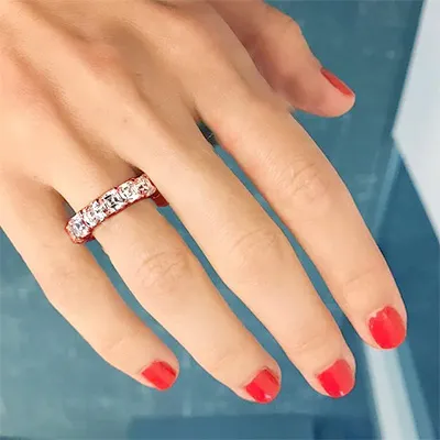 Rose Gold Asscher Cut Diamond Wedding Band jewelry store near me