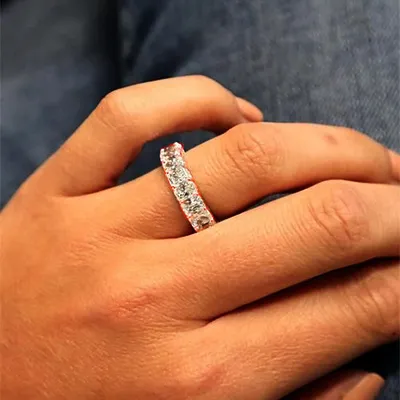 Rose Gold Asscher Cut Diamond Wedding Band jewelry windy city