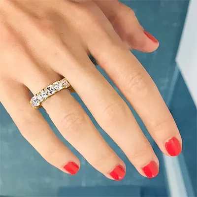 Yellow Gold Asscher Cut Diamond Wedding Band jewelry store near me