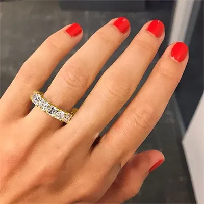 Yellow Gold Asscher Cut Diamond Wedding Band jewelry Wabash avenue