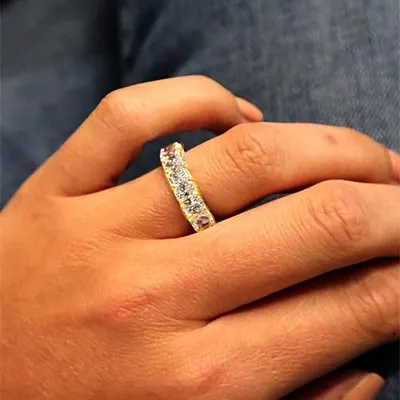 Yellow Gold Asscher Cut Diamond Wedding Band jewelry windy city