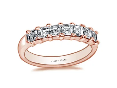 Rose Gold Asscher Cut Diamond Wedding Band