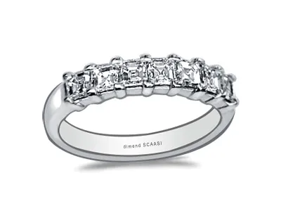 Platinum Asscher Cut Diamond Wedding Band