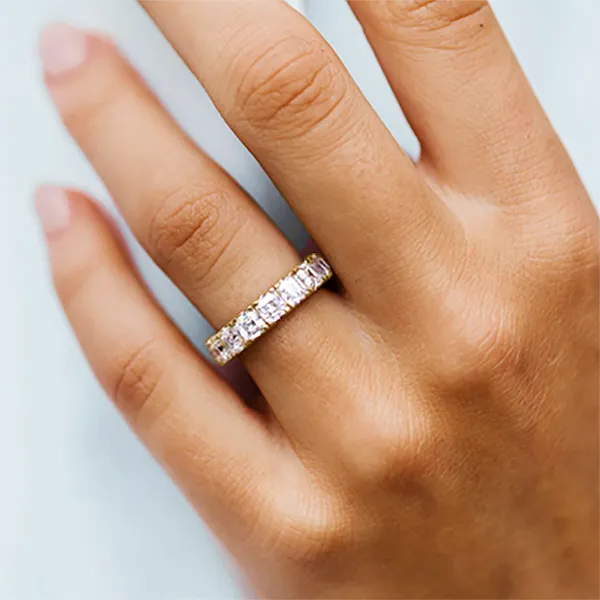 Yellow Gold Brilliant Asscher Cut Diamond Wedding Band jewelry store near me