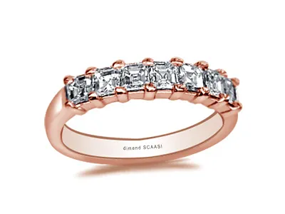 Rose Gold Brilliant Asscher Cut Diamond Wedding Band