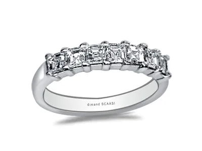 White Gold Brilliant Asscher Cut Diamond Wedding Band