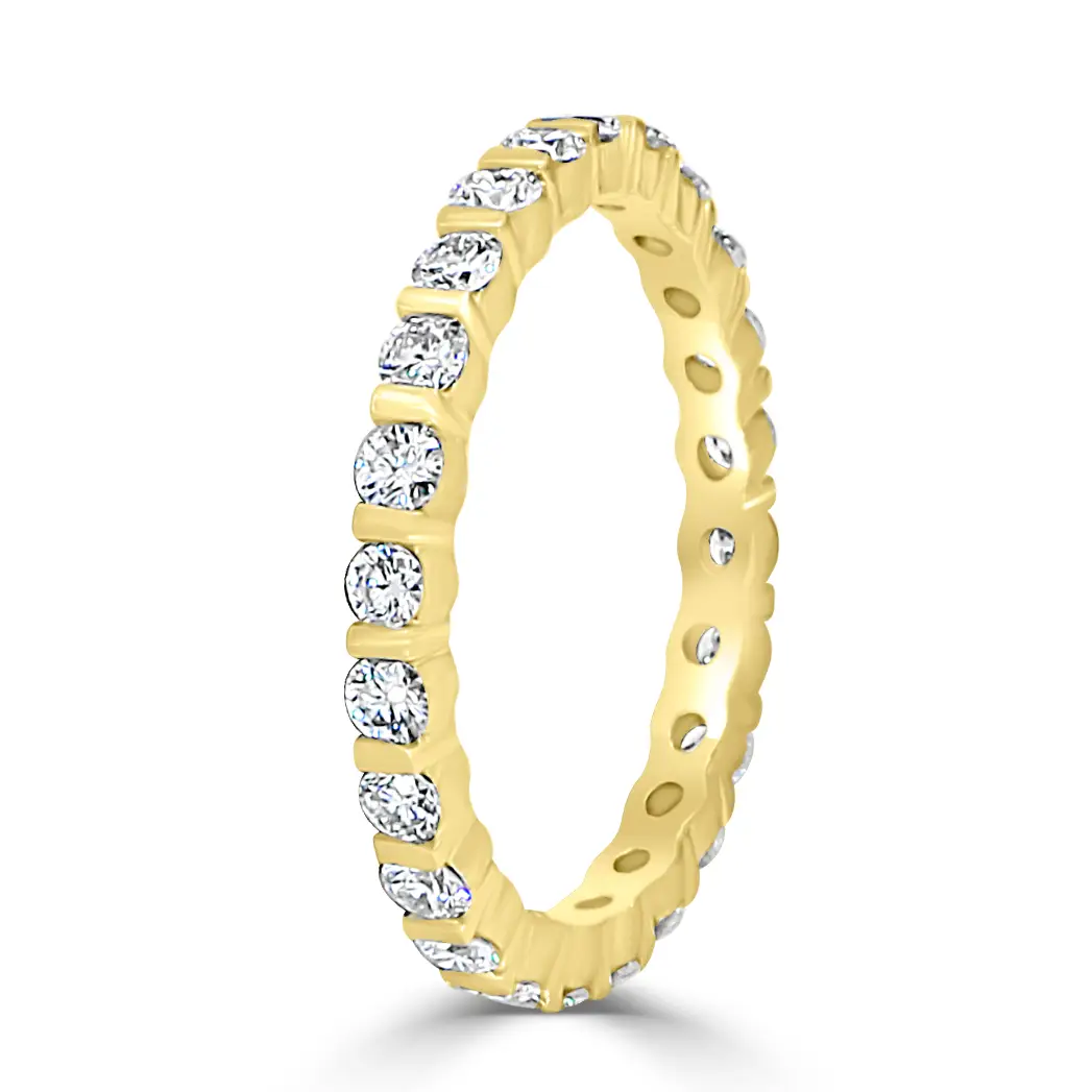 Yellow Gold Bar-Set Round Brilliant Diamond Wedding Band jewelry store near me