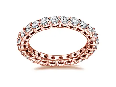 Rose Gold Shared Prong Basket-Set Diamond Wedding Band