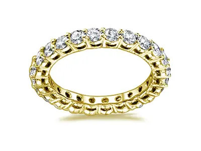 Yellow Gold Shared Prong Basket-Set Diamond Wedding Band