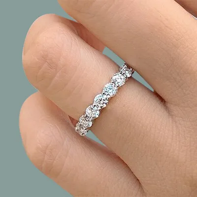 Platinum 1 Carat Round U Prong Eternity Wedding Band from best jeweler