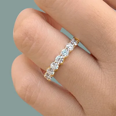 Yellow Gold 1 Carat Round U Prong Eternity Wedding Band from best jeweler