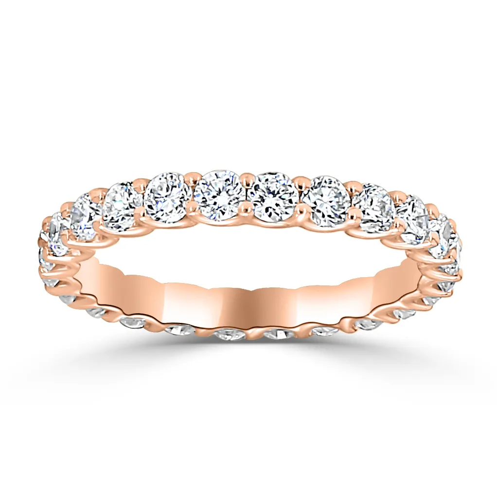 Rose Gold 1 Carat Round U Prong Eternity Wedding Band
