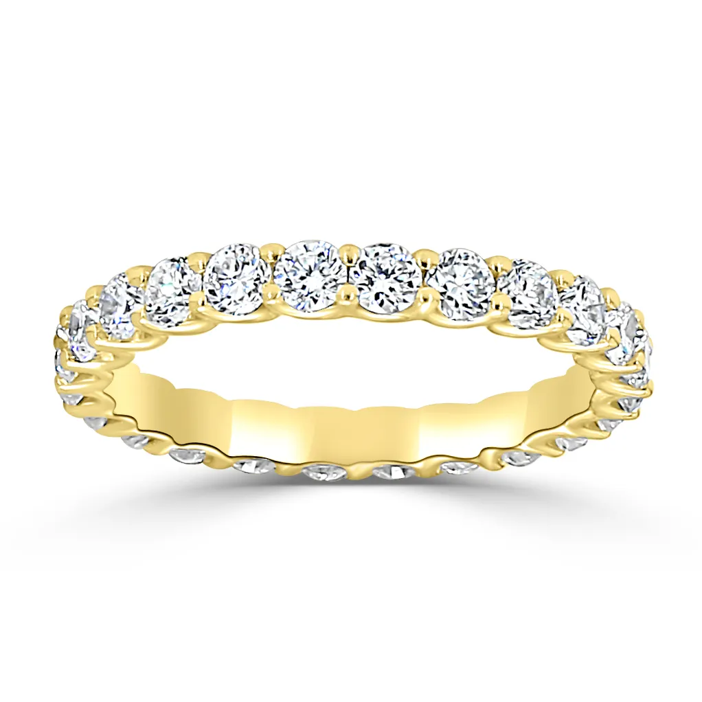 Yellow Gold 1 Carat Round U Prong Eternity Wedding Band