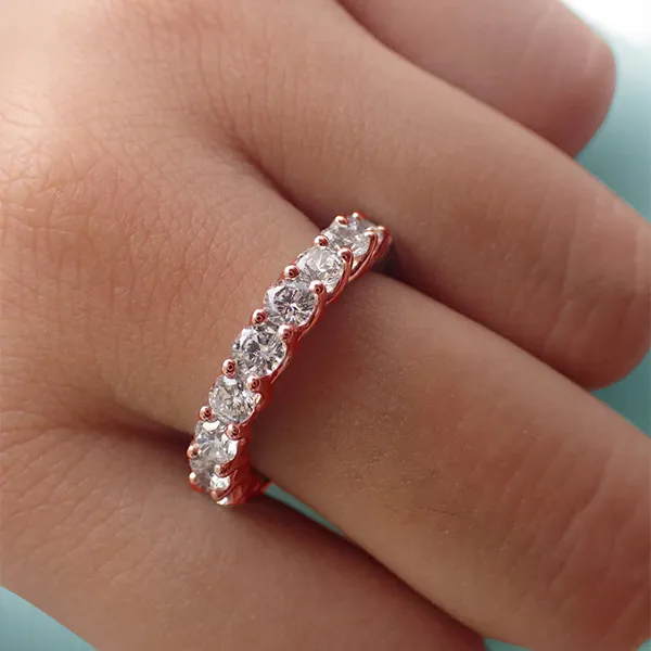 Rose Gold U-Prong Setting On A Eternity Diamond Ring jewelry Wabash avenue
