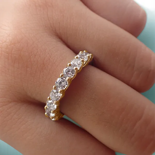 Yellow Gold U-Prong Setting On A Eternity Diamond Ring jewelry Wabash avenue