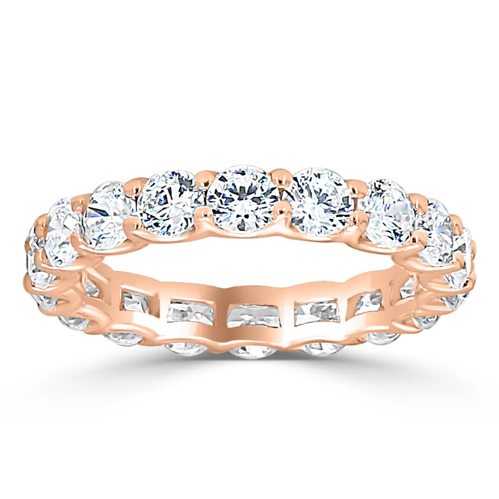 Rose Gold U-Prong Setting On A Eternity Diamond Ring