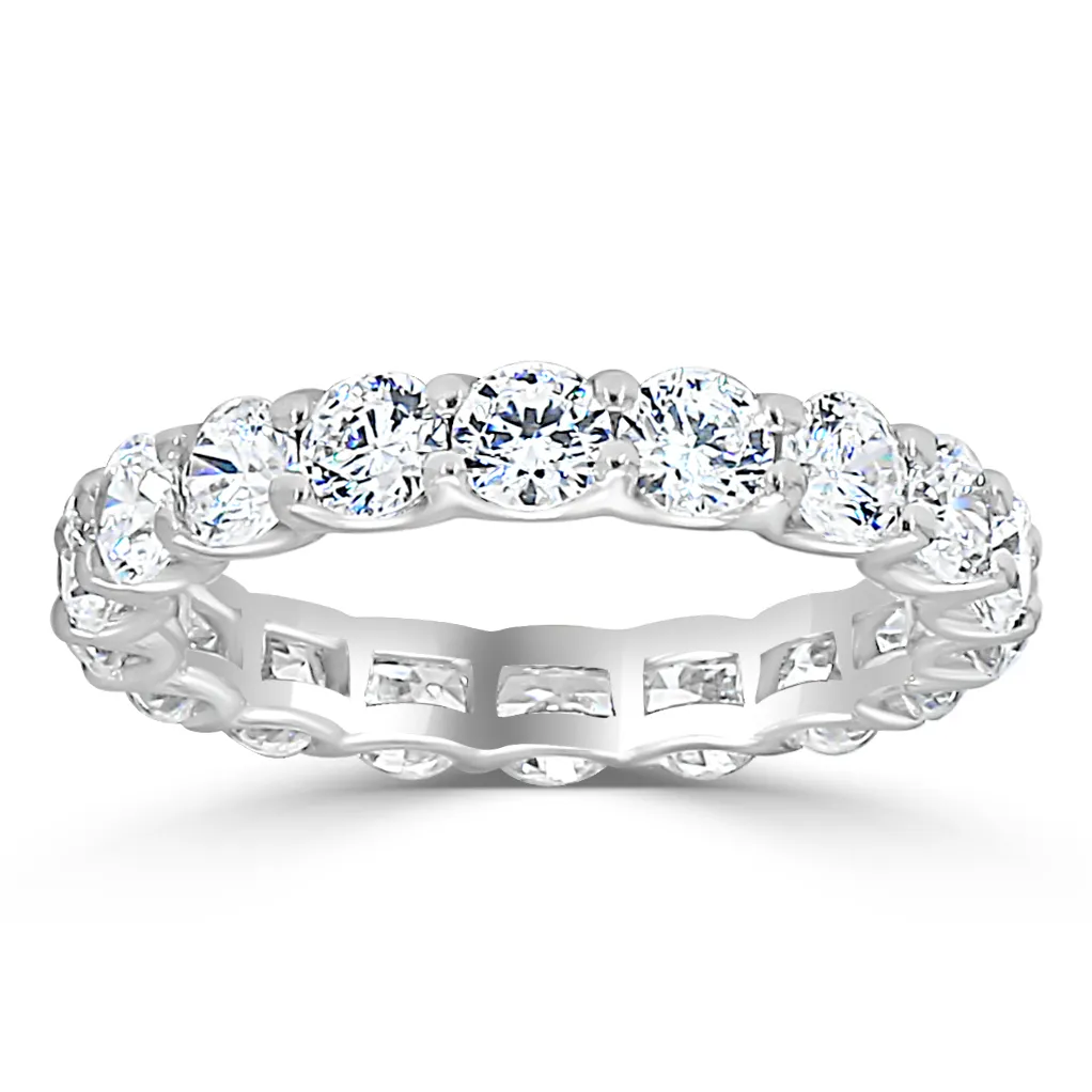 White Gold U-Prong Setting On A Eternity Diamond Ring