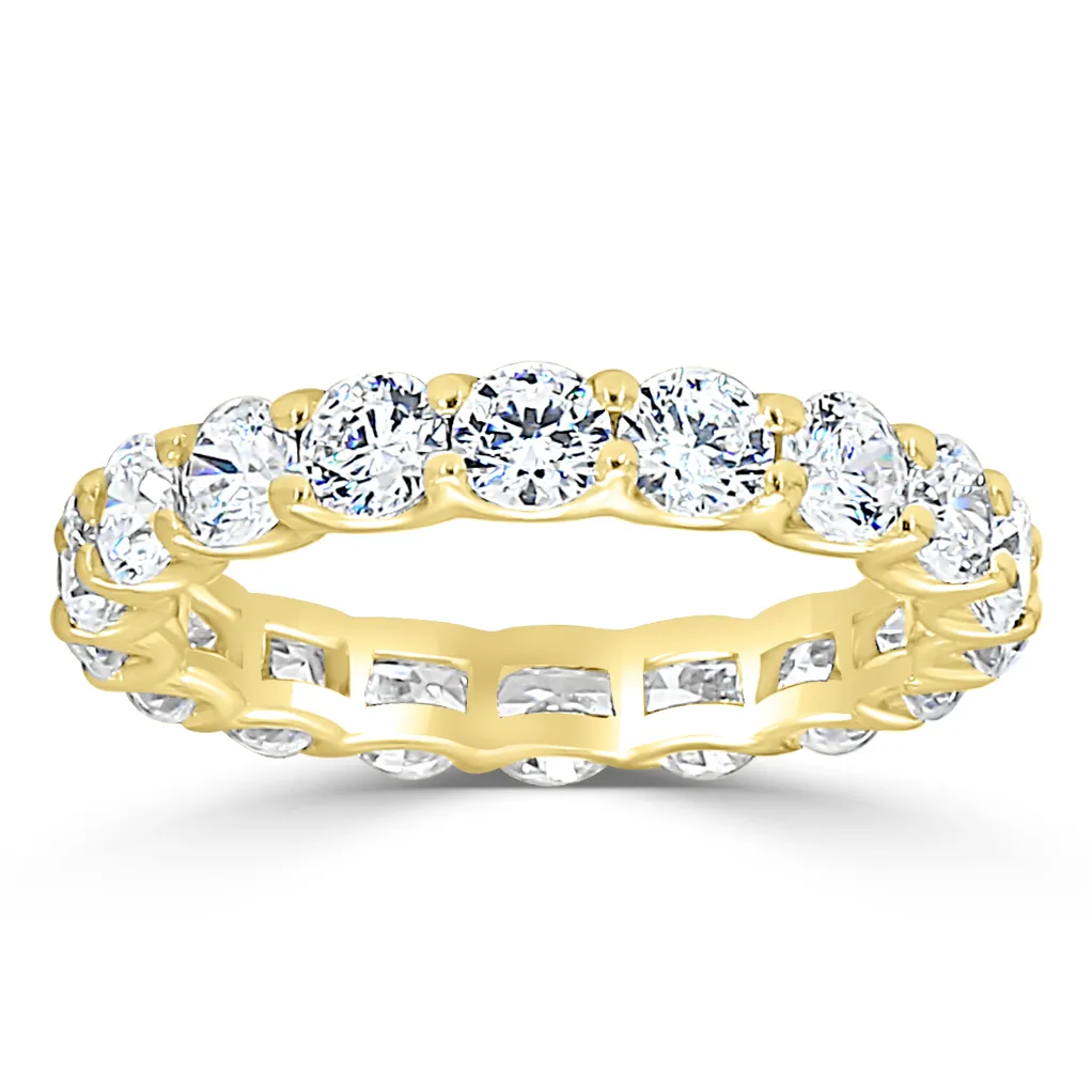 Yellow Gold U-Prong Setting On A Eternity Diamond Ring