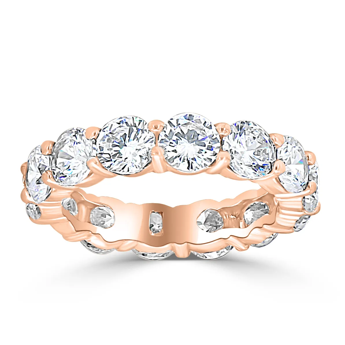 Rose Gold Ultra Glamorous Modern Royalty Diamond Eternity Band