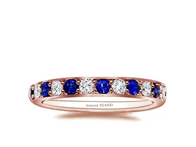 Rose Gold Blue Sapphire Diamond Eternity Ring