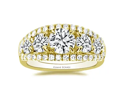 Yellow Gold Luxurious Madison Avenue Wedding Ring With Lab Diamonds