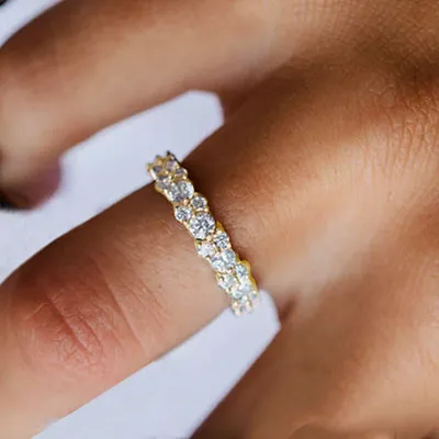 Yellow Gold Oval and Round Cut Diamond Wedding Ring from best jeweler