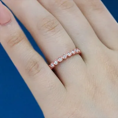 Rose Gold Lab Grown Diamond Bezel Set Wedding Ring jewelry Wabash avenue