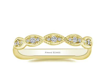 Yellow Gold Marquise Lab Grown Diamond Wedding Band