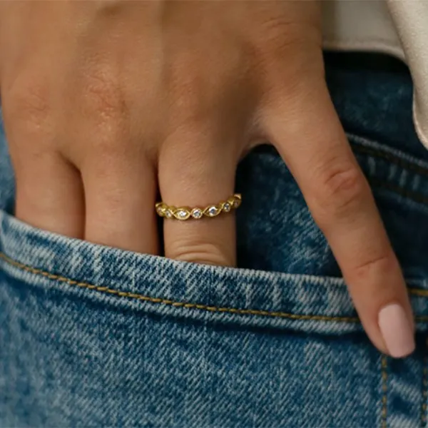 Yellow Gold Bezel Set Diamond Eternity Ring In Michigan jewelry store near me