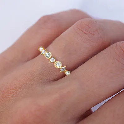 Yellow Gold Pretty and Petite Diamond Wedding Band In Denver jewelry Wabash avenue