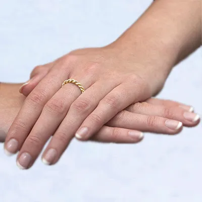 Yellow Gold Simple Petite Rope Wedding Band In Boulder jewelry store near me