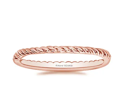 Rose Gold Simple Petite Rope Wedding Band In Boulder