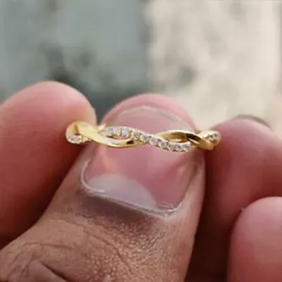 Yellow Gold High Polish Twisted Pave Eternity Wedding Band In Napa jewelry windy city