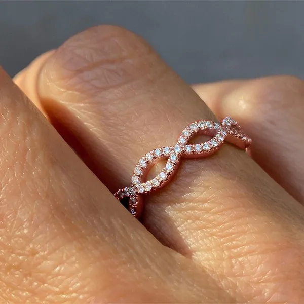 Rose Gold Delicate Infinity Diamond Pave Eternity Wedding Ring In Baltimore jewelry Wabash avenue