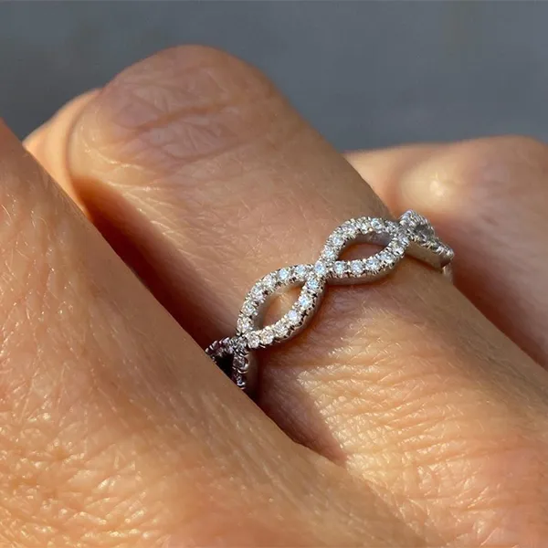 White Gold Delicate Infinity Diamond Pave Eternity Wedding Ring In Baltimore jewelry Wabash avenue