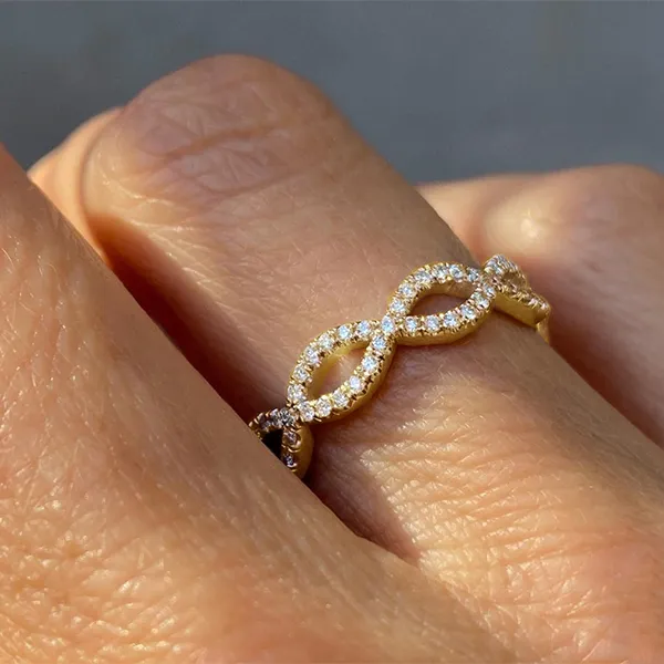 Yellow Gold Delicate Infinity Diamond Pave Eternity Wedding Ring In Baltimore jewelry Wabash avenue
