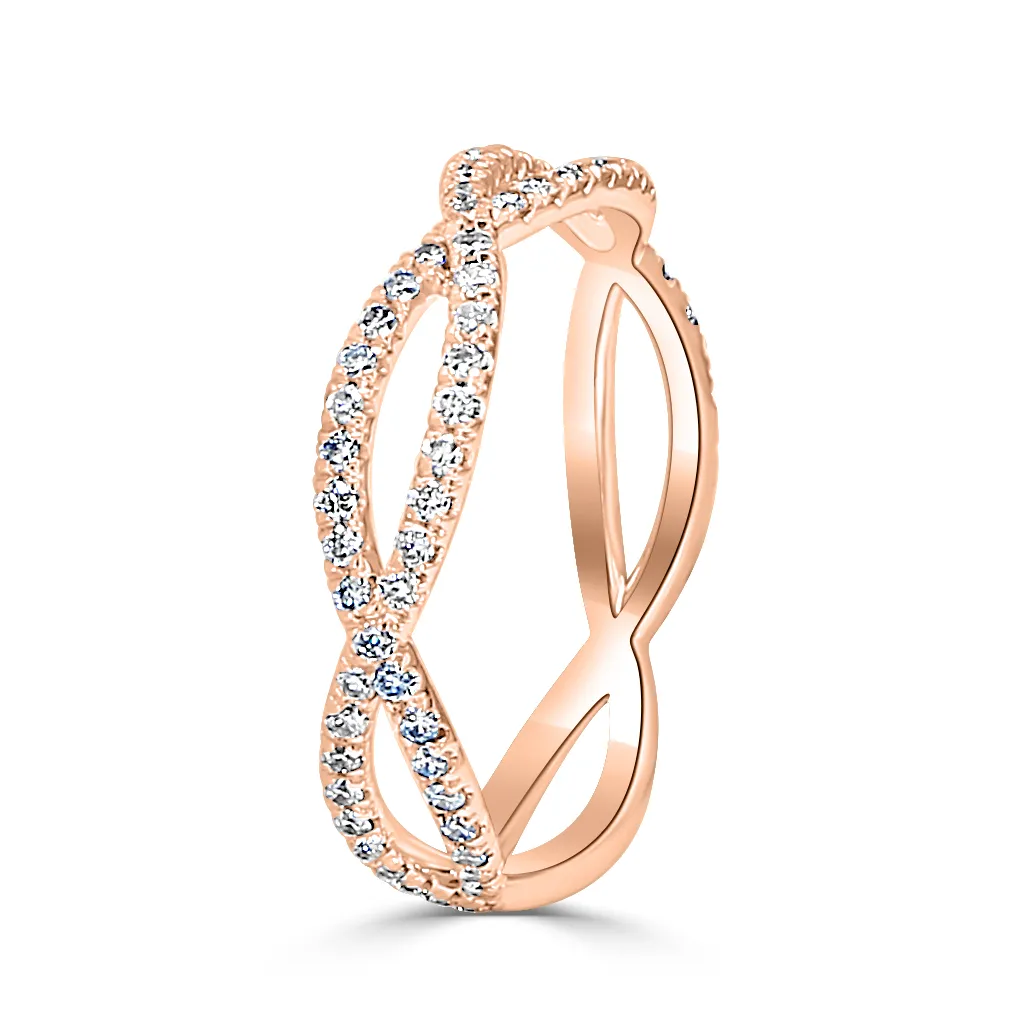 Rose Gold Delicate Infinity Diamond Pave Eternity Wedding Ring In Baltimore jewelry store near me