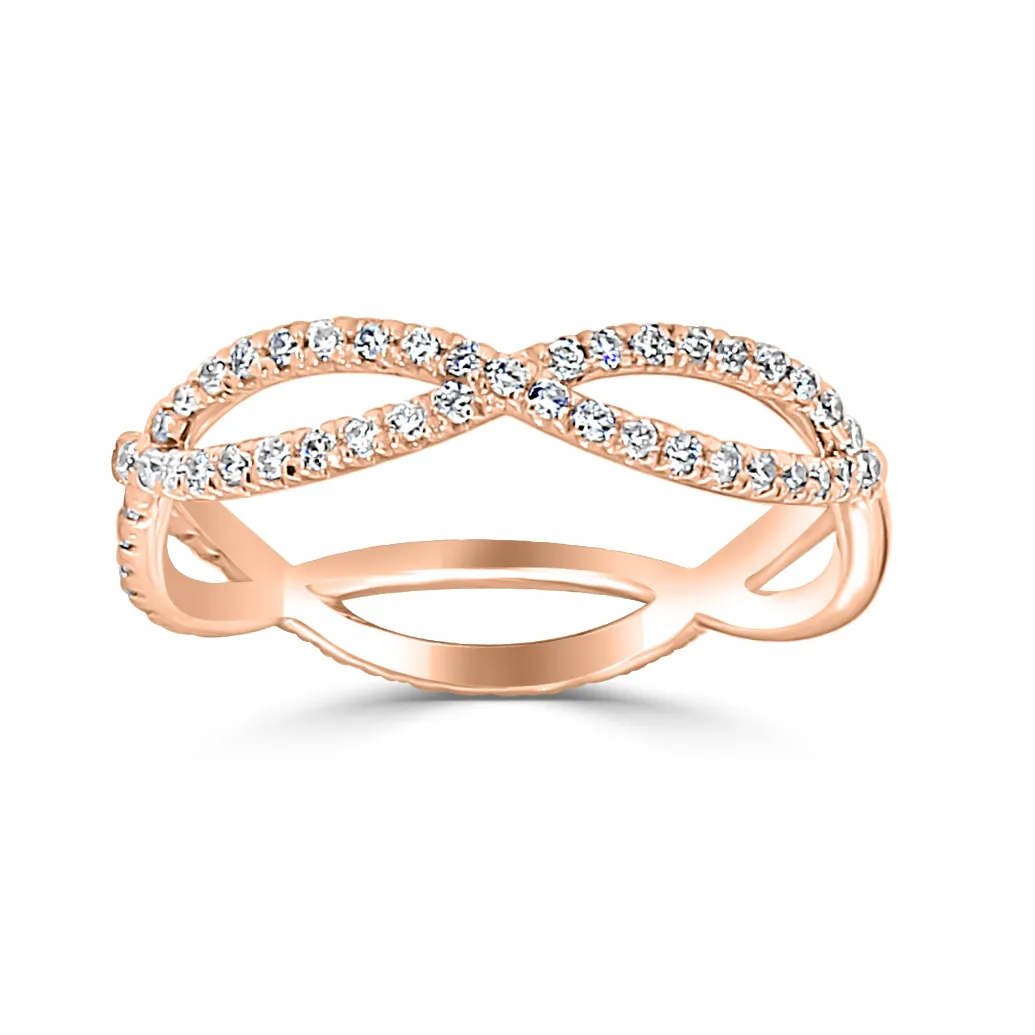 Rose Gold Delicate Infinity Diamond Pave Eternity Wedding Ring In Baltimore